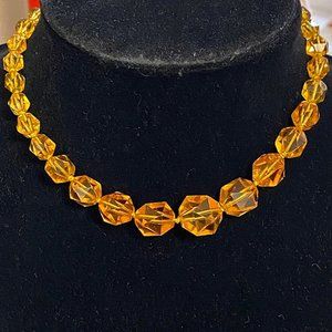 Vintage Canary Glass Crystal Choker